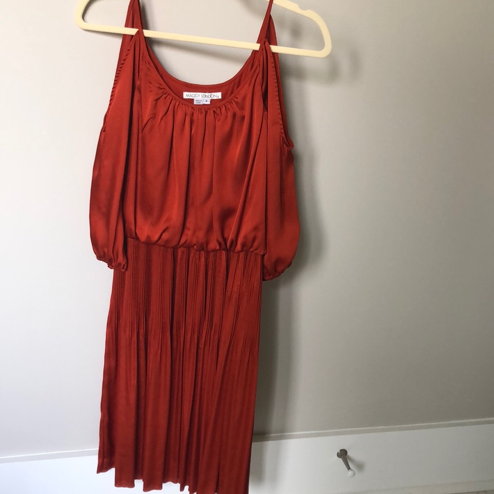 Maggy London Cold Shoulder Pleated Dress